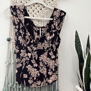 Free People Floral Cropped Tank Blouse XS